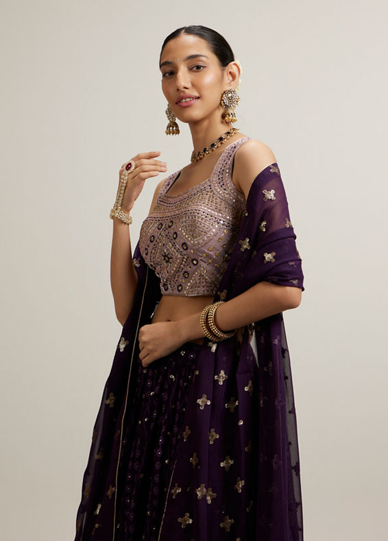 Mohey Women Purple Elegance Lehenga