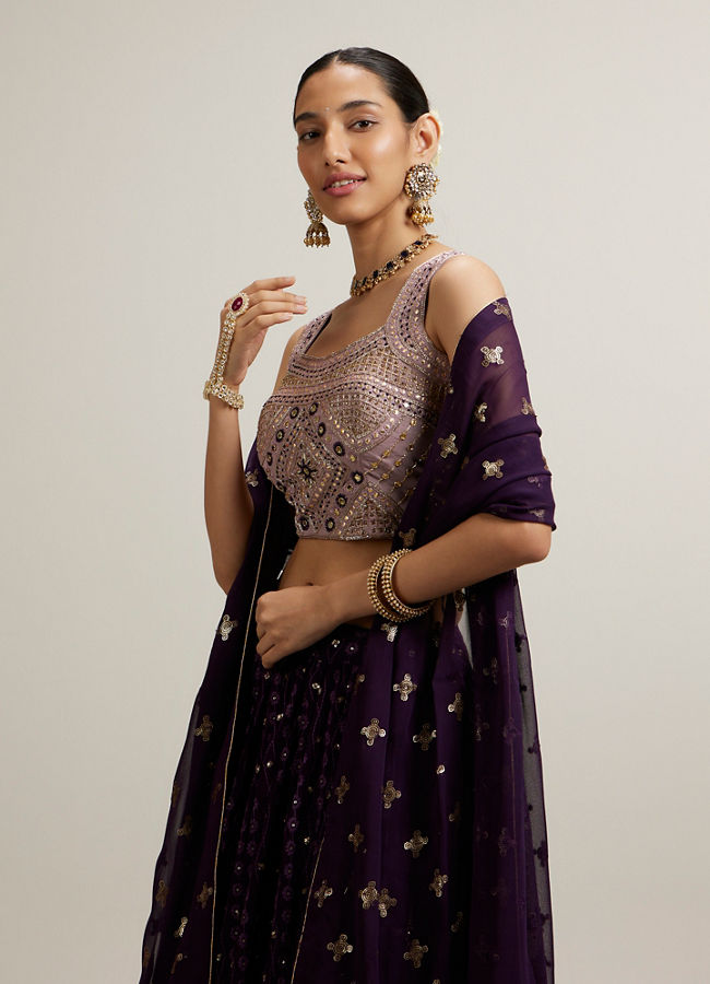 Mohey Women Purple Elegance Lehenga image number 1