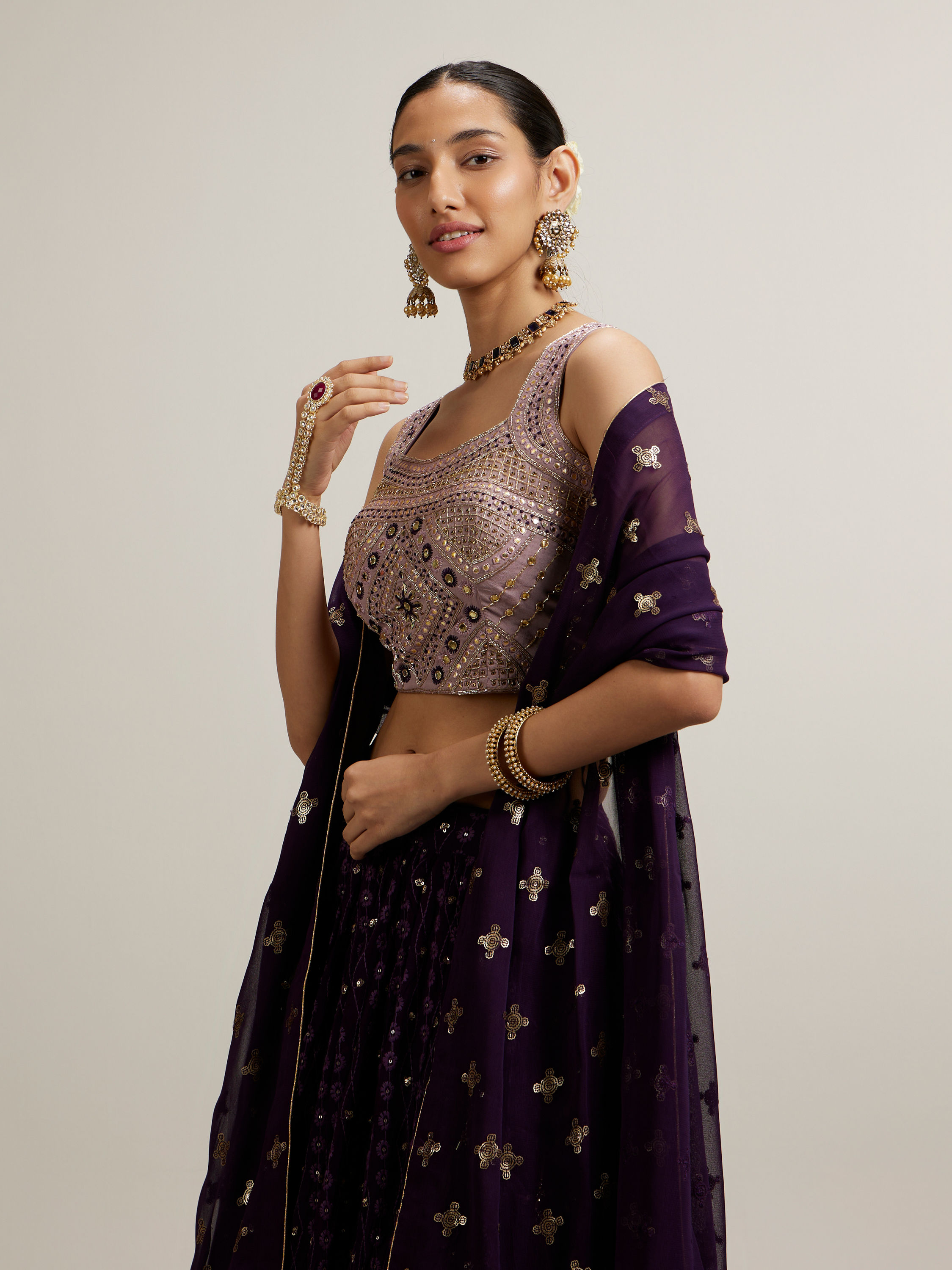 Mohey Women Purple Elegance Lehenga