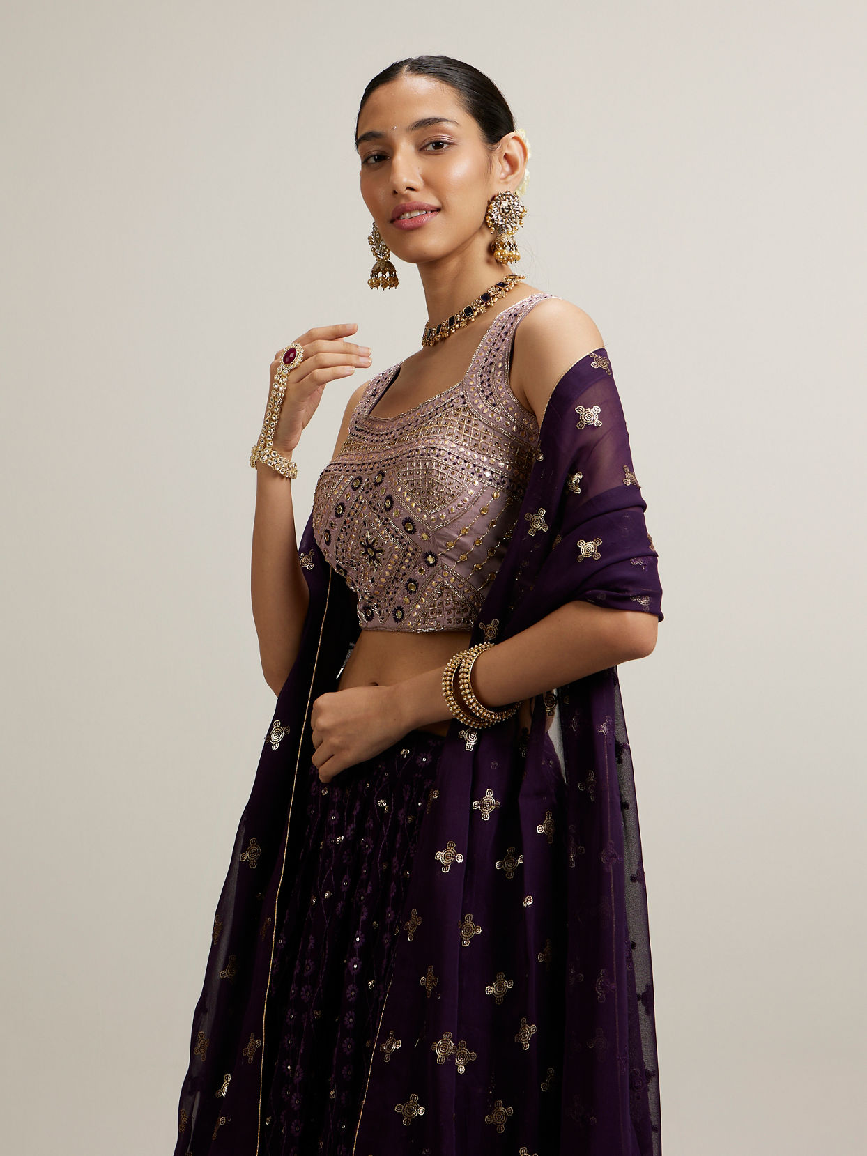 Mohey Women Purple Elegance Lehenga image number 1