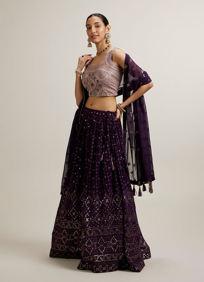 Mohey Women Purple Elegance Lehenga image number 2