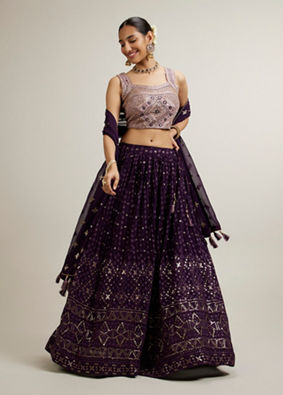 Mohey Women Purple Elegance Lehenga image number 0