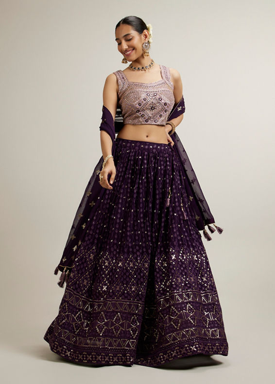 Mohey Women Purple Elegance Lehenga