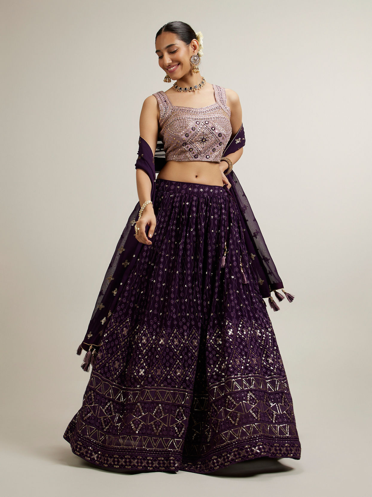 Mohey Women Purple Elegance Lehenga image number 0