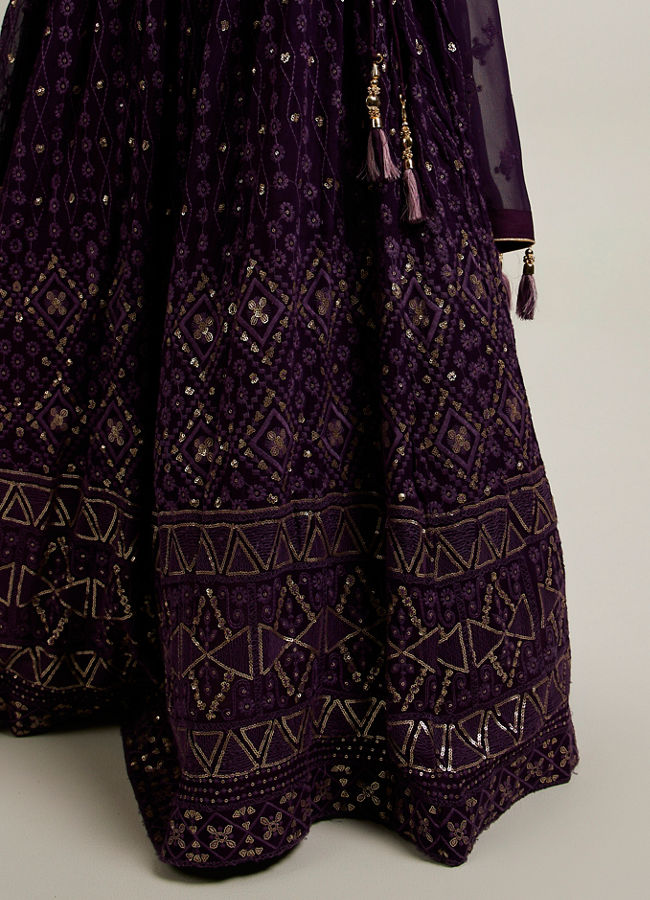 Mohey Women Purple Elegance Lehenga image number 3