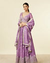 alt message - Mohey Women Purple Bel Buti Floral Patterned Lehenga Lehenga image number 2