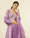 alt message - Mohey Women Purple Bel Buti Floral Patterned Lehenga Lehenga image number 1