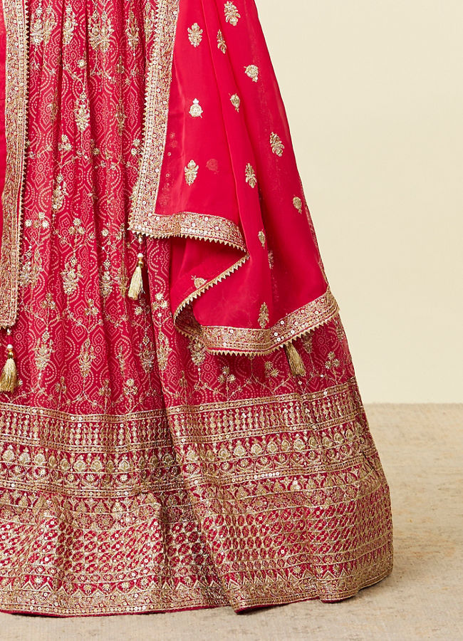 Mohey Women Rani Pink Imperial Floral Buta Patterned Lehenga Lehenga with Mirror work