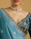 Mohey Women Azure Blooms in Organza Lehenga