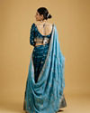 Mohey Women Azure Blooms in Organza Lehenga