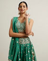 Mohey Women Ravishing Rama Green Lehenga