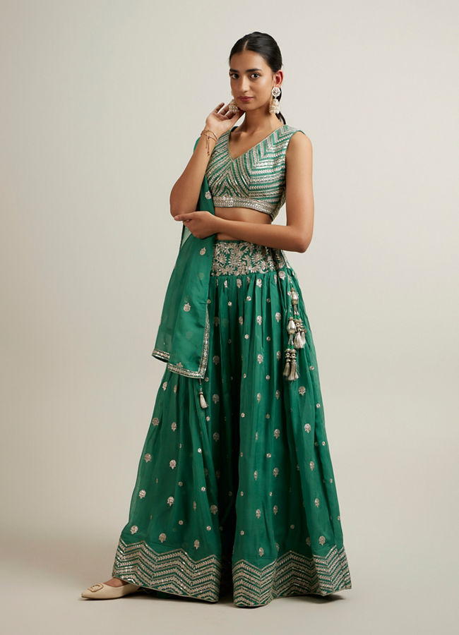 Mohey Women Ravishing Rama Green Lehenga