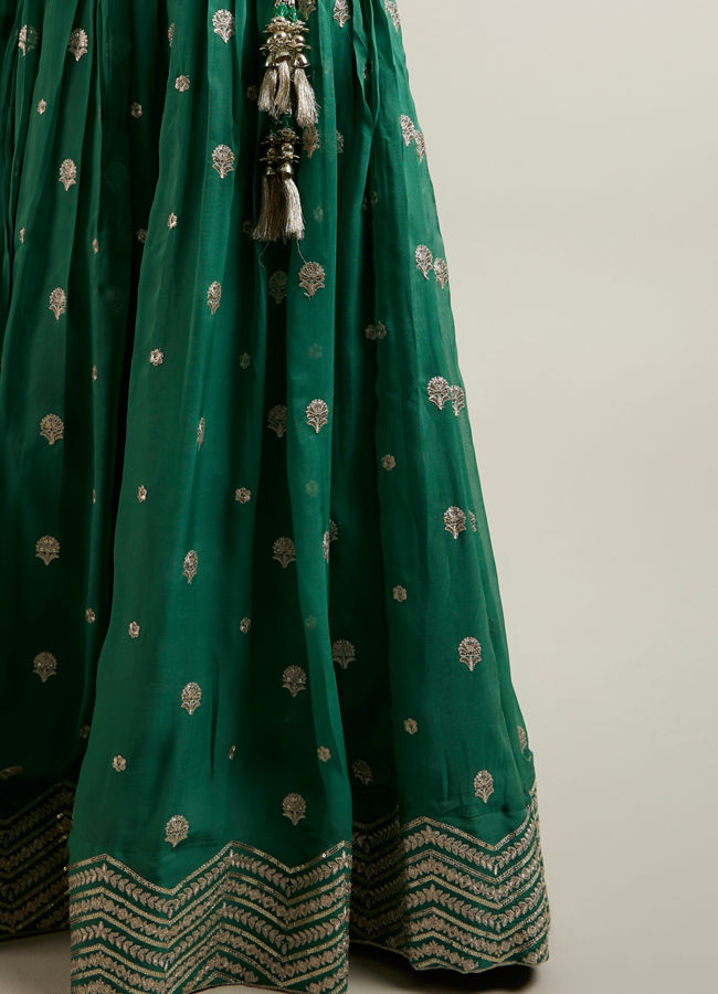 Mohey Women Ravishing Rama Green Lehenga