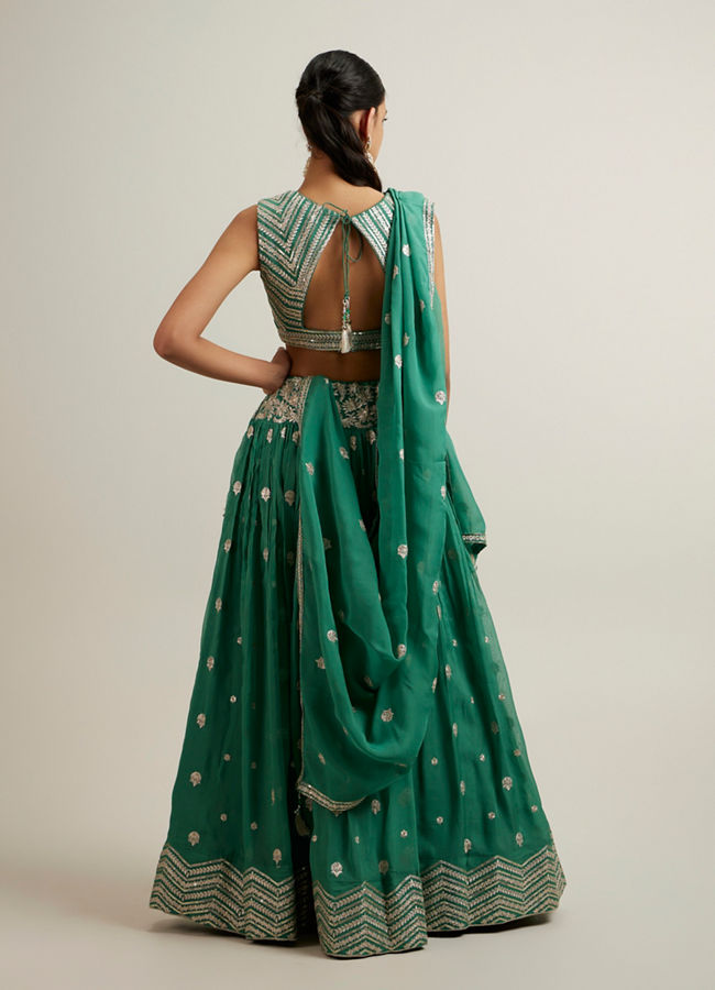 Mohey Women Ravishing Rama Green Lehenga