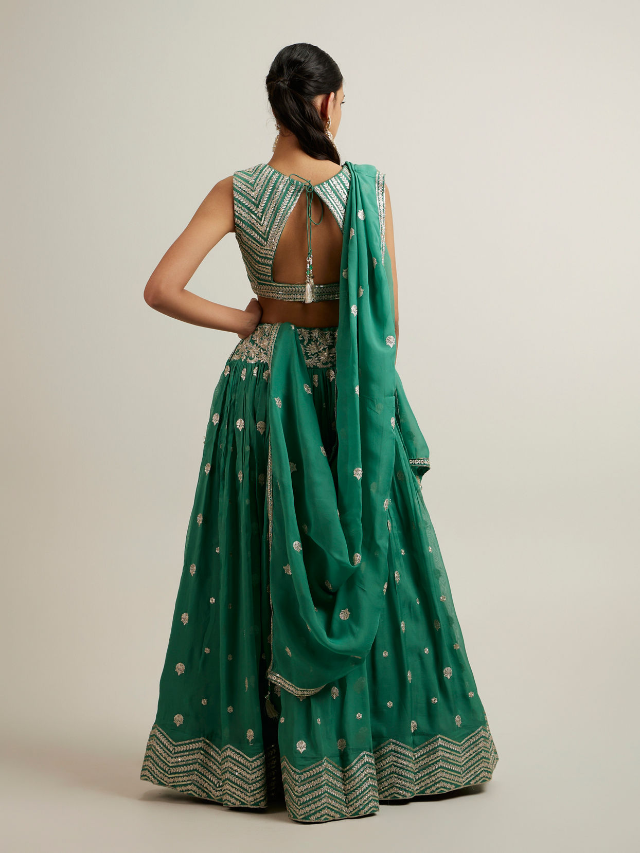 Mohey Women Ravishing Rama Green Lehenga
