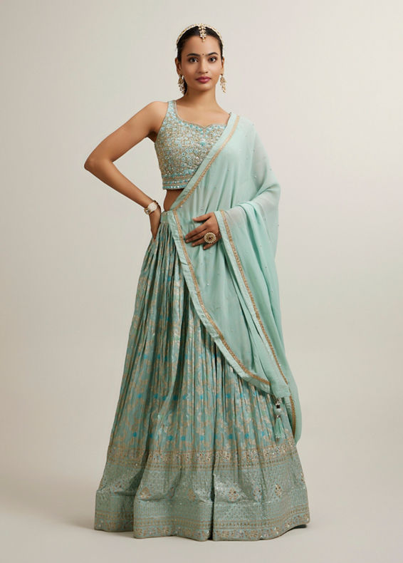 Mohey Women Exquisite Blue Lehenga