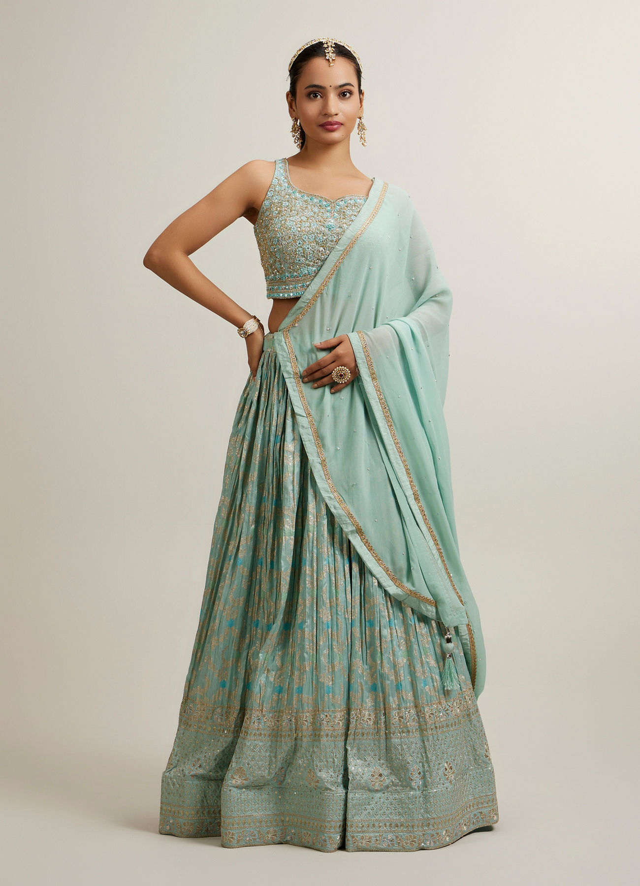 Mohey Women Exquisite Blue Lehenga