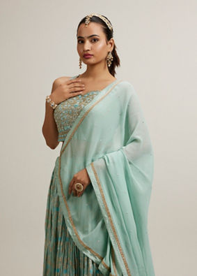 Mohey Women Exquisite Blue Lehenga