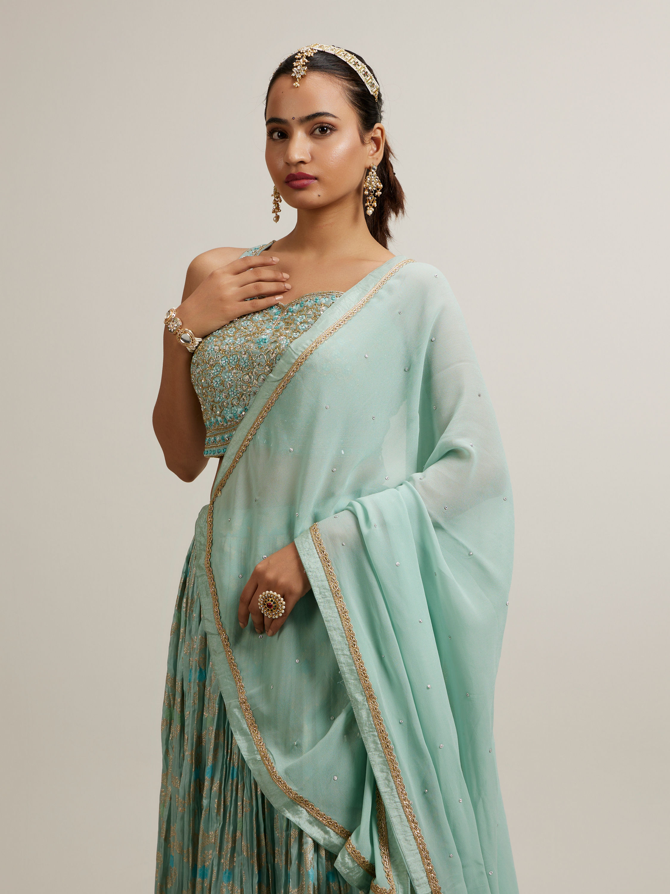 Mohey Women Exquisite Blue Lehenga