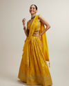 Mohey Women Vivid Yellow Silk with Hand Embroidery Lehenga