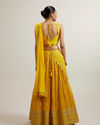 Mohey Women Vivid Yellow Silk with Hand Embroidery Lehenga