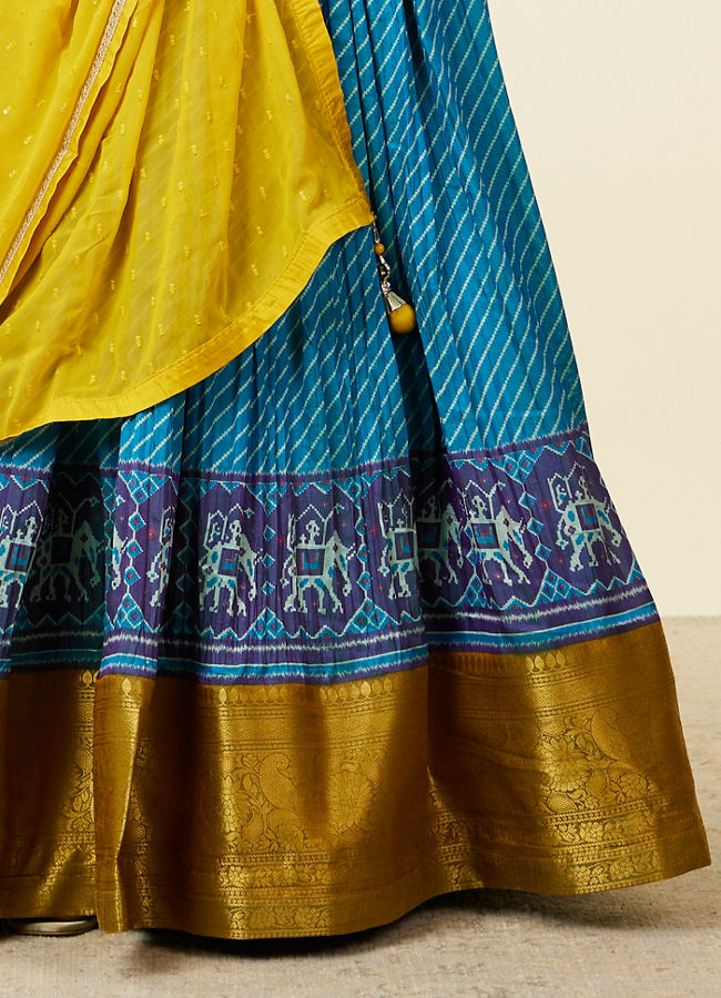 Mohey Women Yellow Art Silk Lehenga with Mirror Work