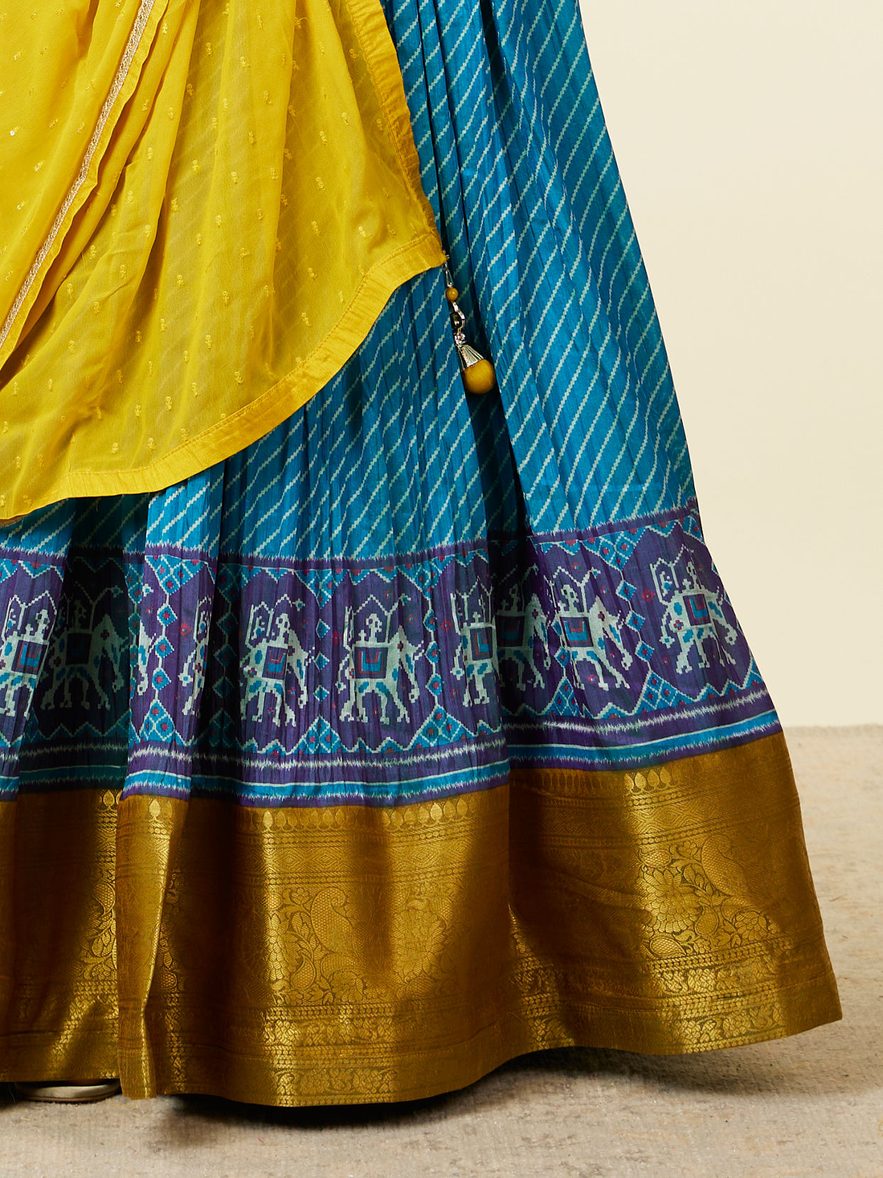 Mohey Women Yellow Art Silk Lehenga with Mirror Work