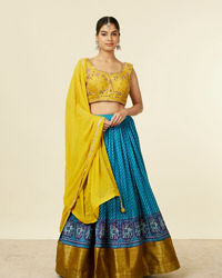 Mohey Women Yellow Art Silk Lehenga with Mirror Work