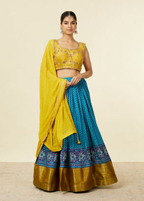 Mohey Women Yellow Lehenga with Mirror Work