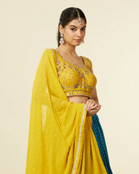 Mohey Women Yellow Art Silk Lehenga with Mirror Work