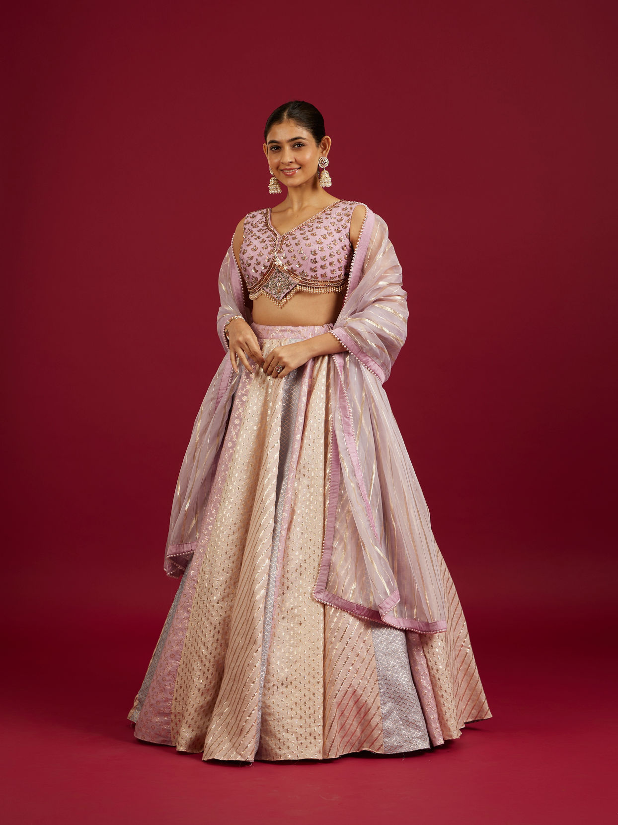 Mohey Women Purple Art Silk Lehenga with Sequin Work