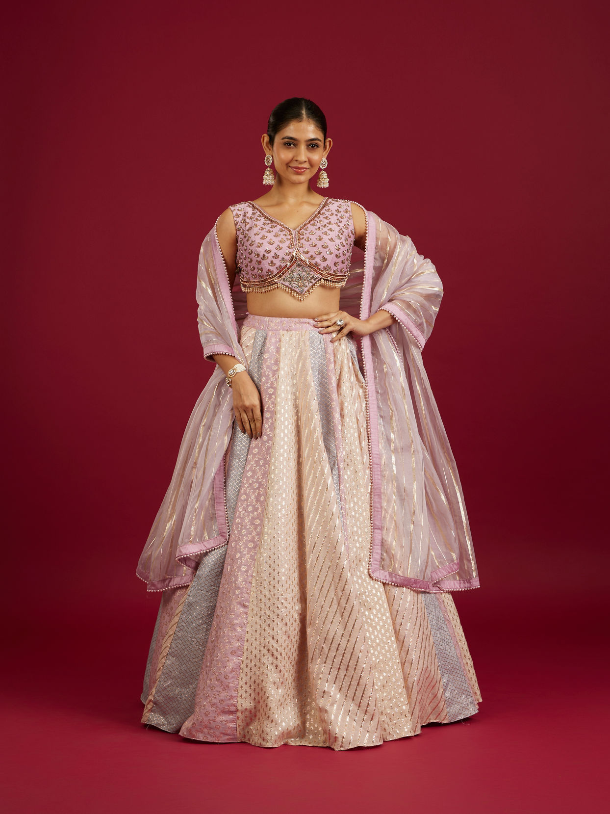 Mohey Women Purple Lehenga with Sequin Work