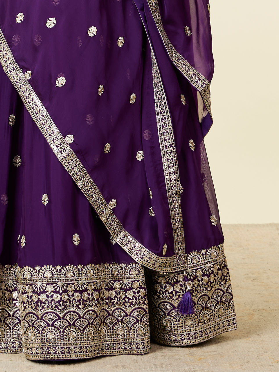 Mohey Women Purple Organza Lehenga with Embroidery