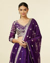 alt message - Mohey Women Purple Organza Lehenga with Embroidery image number 1