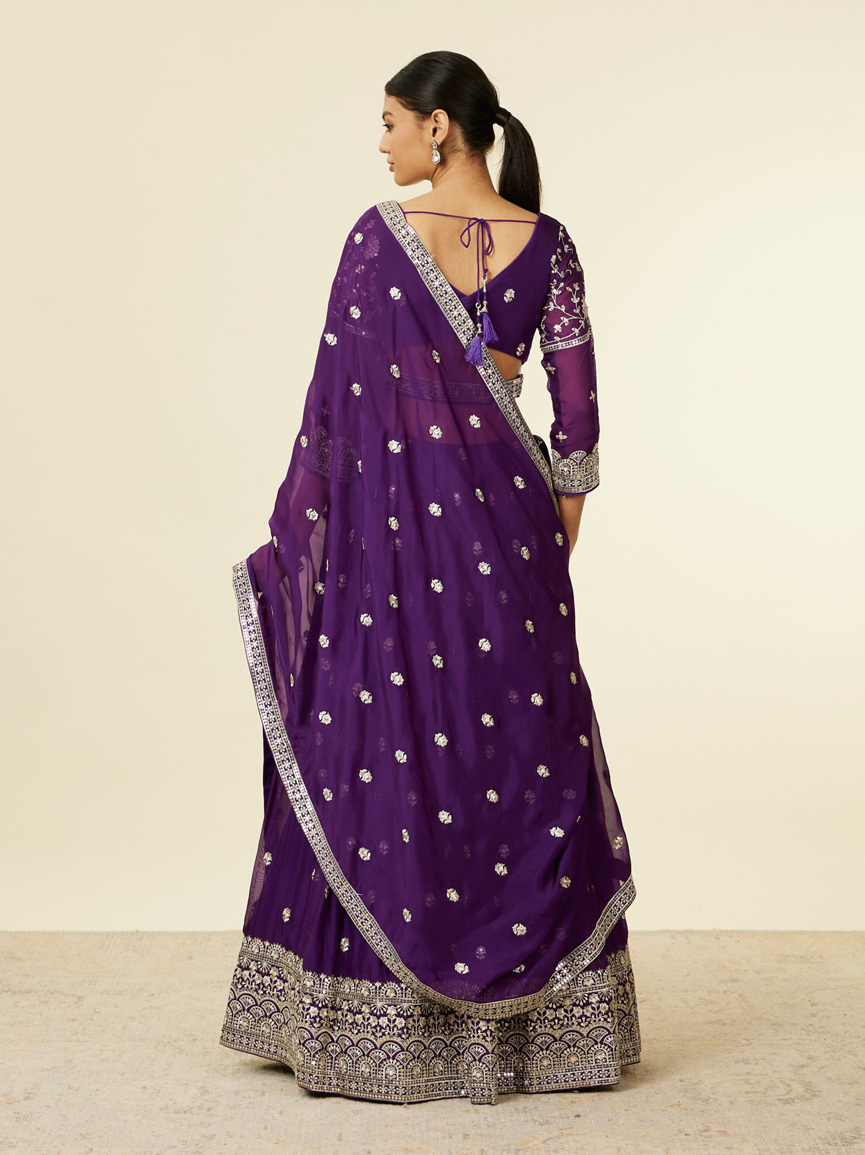 Mohey Women Purple Organza Lehenga with Embroidery