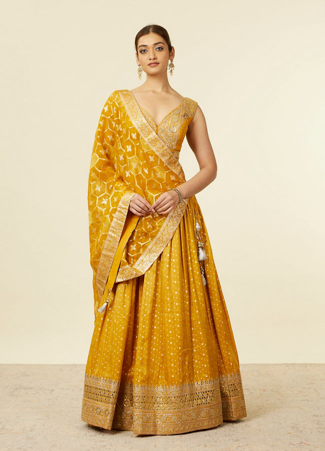 Mohey Women Mustard Art Silk Lehenga with Embroidery image number 0