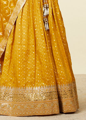 Mohey Women Mustard Art Silk Lehenga with Embroidery image number 3