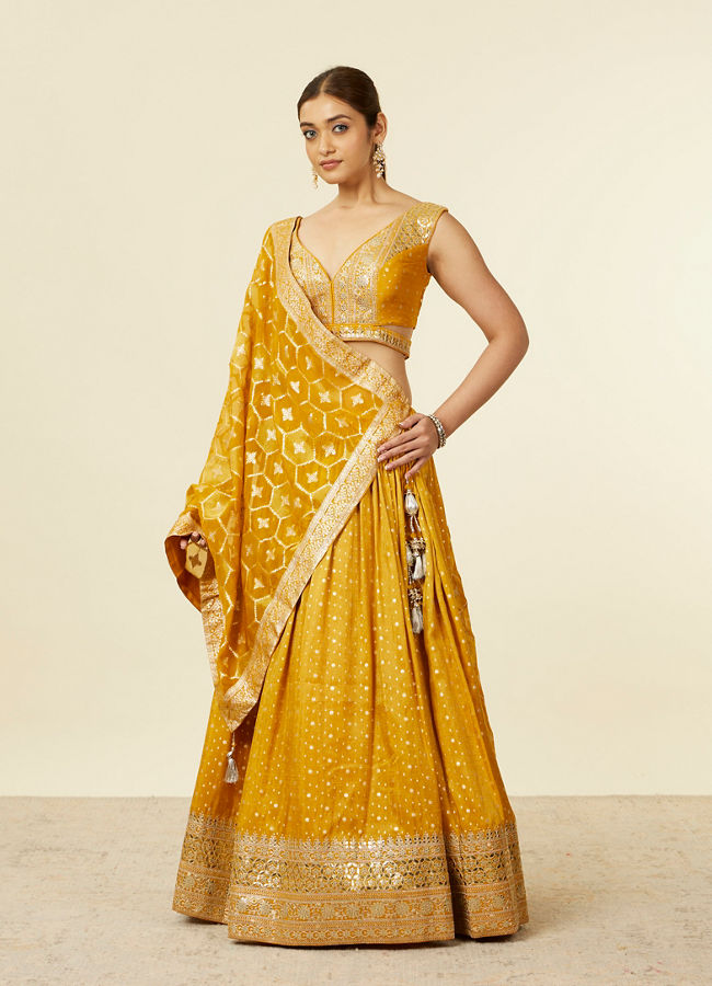 Mohey Women Mustard Art Silk Lehenga with Embroidery image number 2