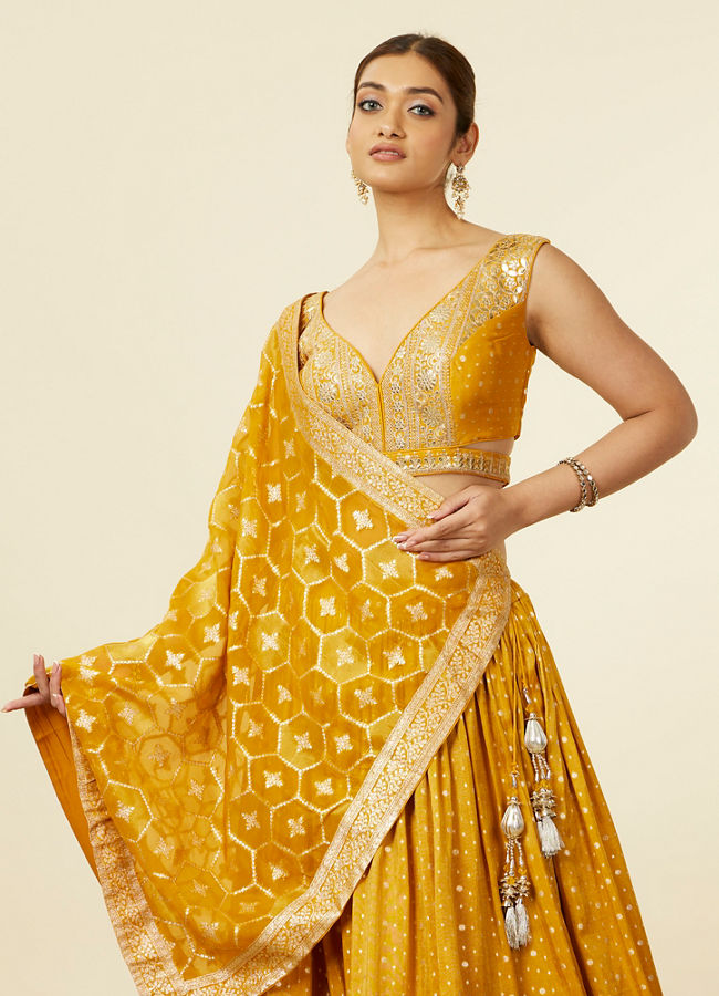 Mohey Women Mustard Art Silk Lehenga with Embroidery image number 1