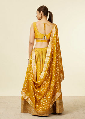 Mohey Women Mustard Art Silk Lehenga with Embroidery image number 4