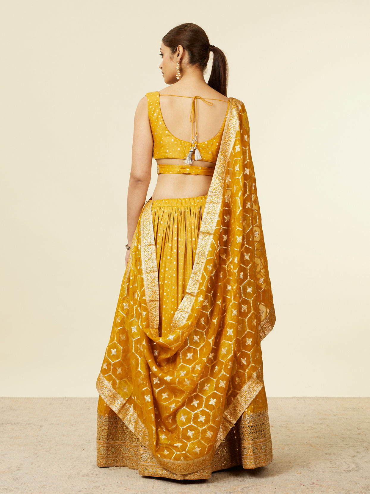 Mohey Women Mustard Art Silk Lehenga with Embroidery image number 4