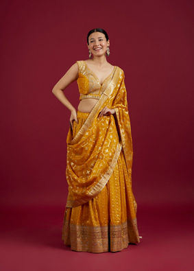 Mohey Women Mustard Lehenga with Embroidery