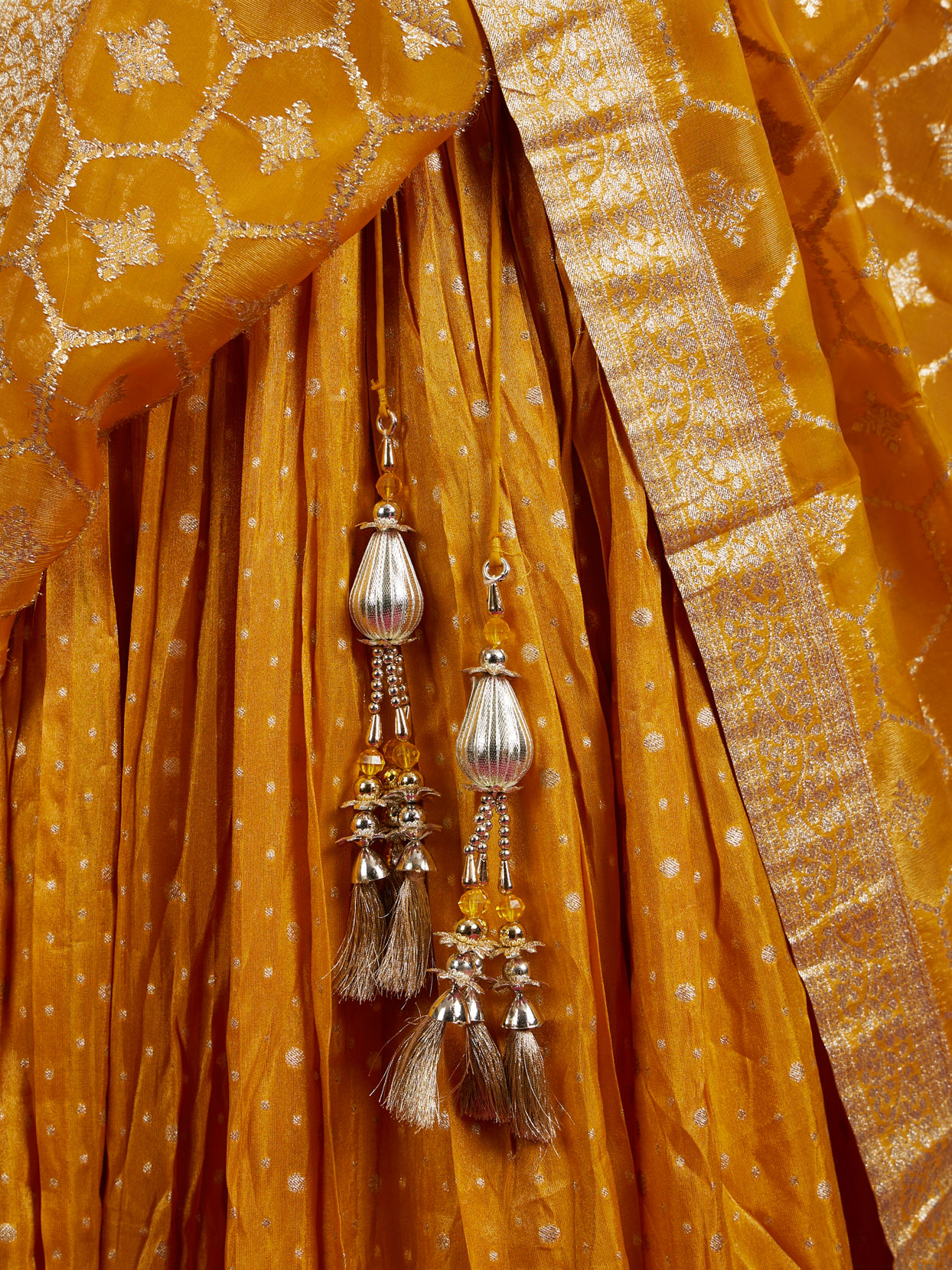 Mohey Women Mustard Art Silk Lehenga with Embroidery