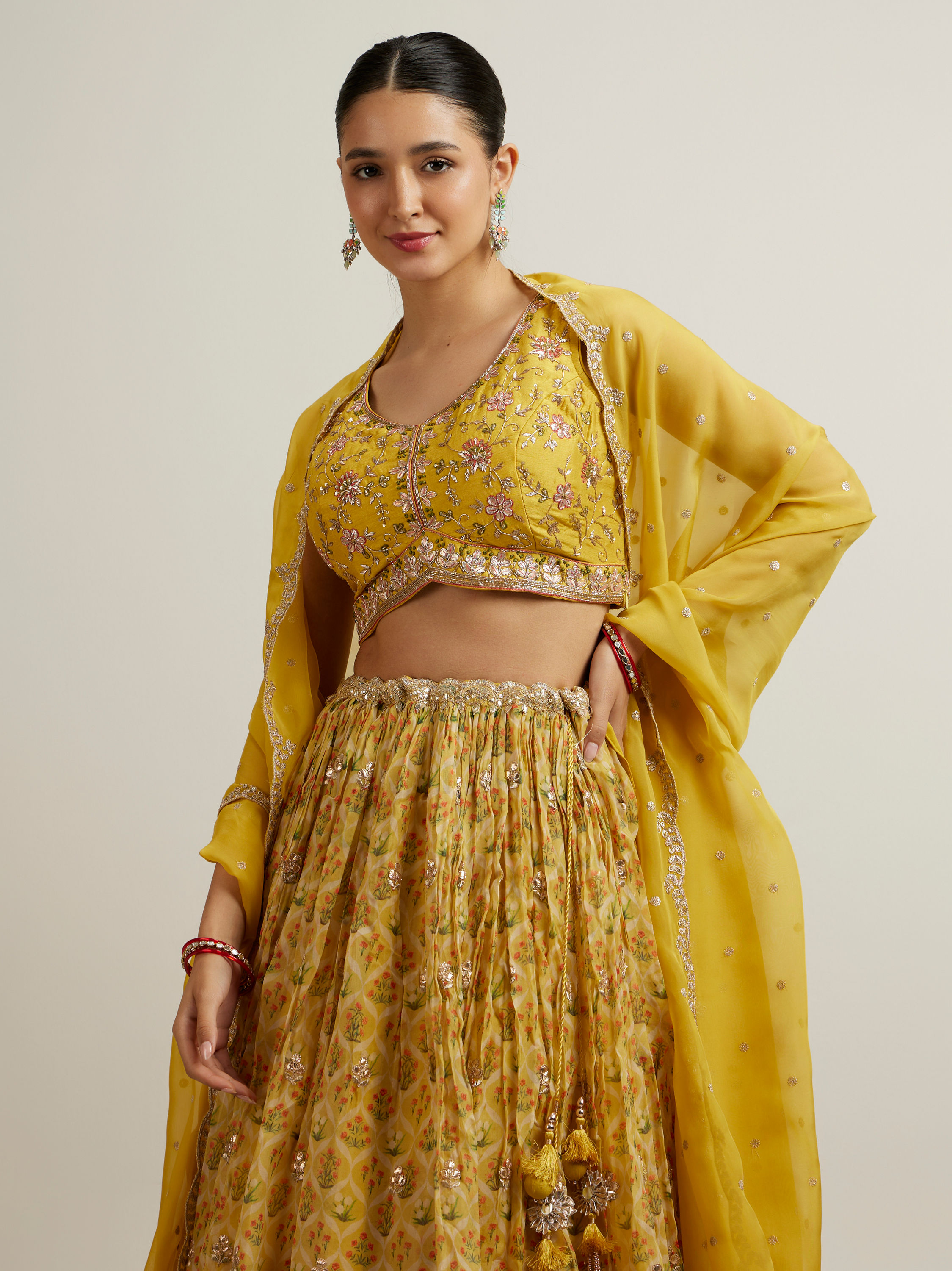 Mohey Women Glistening Yellow Radiance Lehenga