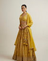 alt message - Mohey Women Glistening Yellow Radiance Lehenga image number 2