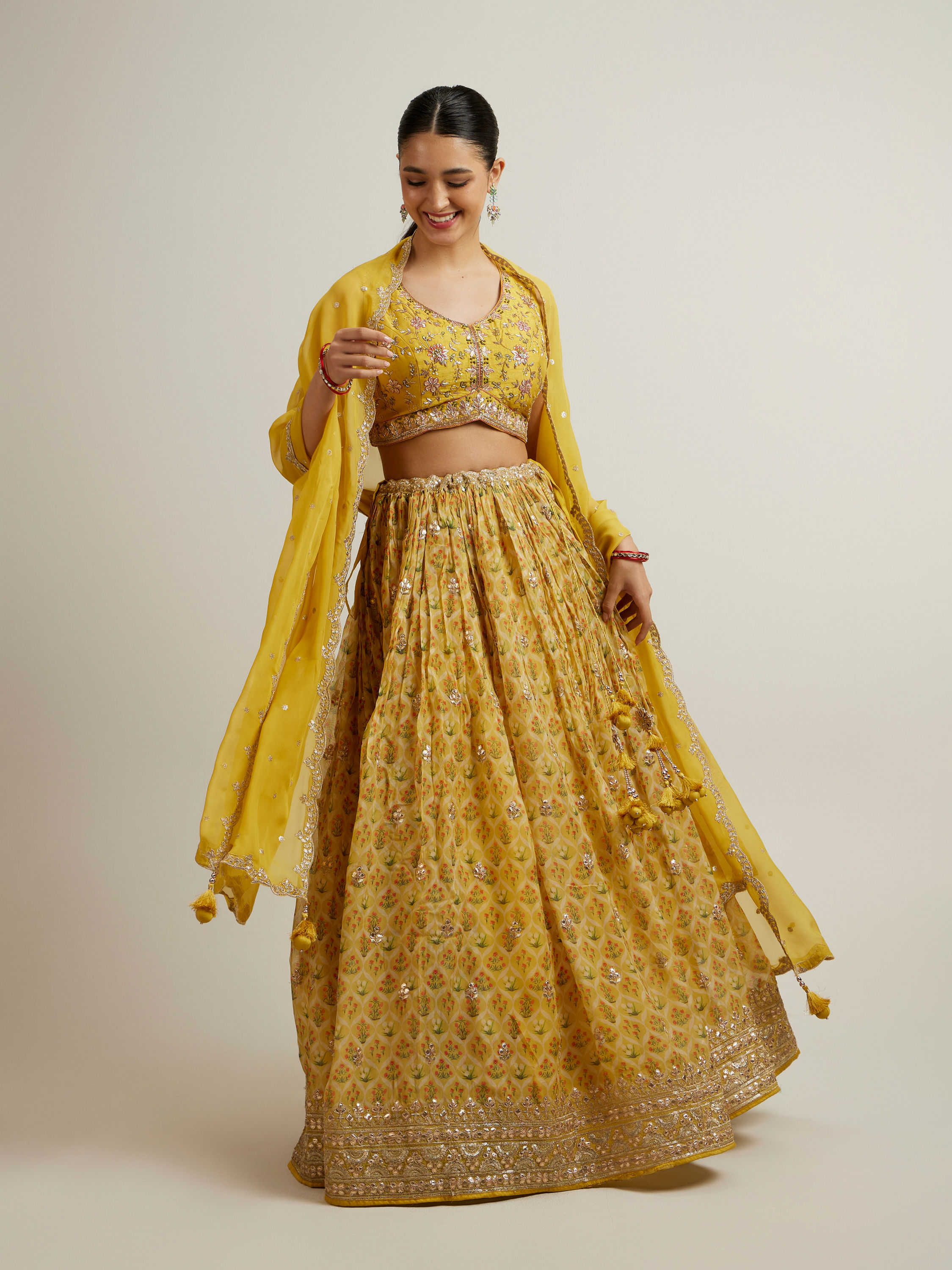 Mohey Women Glistening Yellow Radiance Lehenga