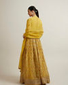 alt message - Mohey Women Glistening Yellow Radiance Lehenga image number 4