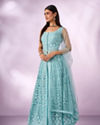 Mohey Women Light Blue Net Anarkali Suit with Embroidery