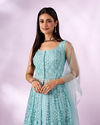 Mohey Women Light Blue Net Anarkali Suit with Embroidery