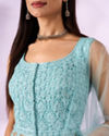 Mohey Women Light Blue Net Anarkali Suit with Embroidery